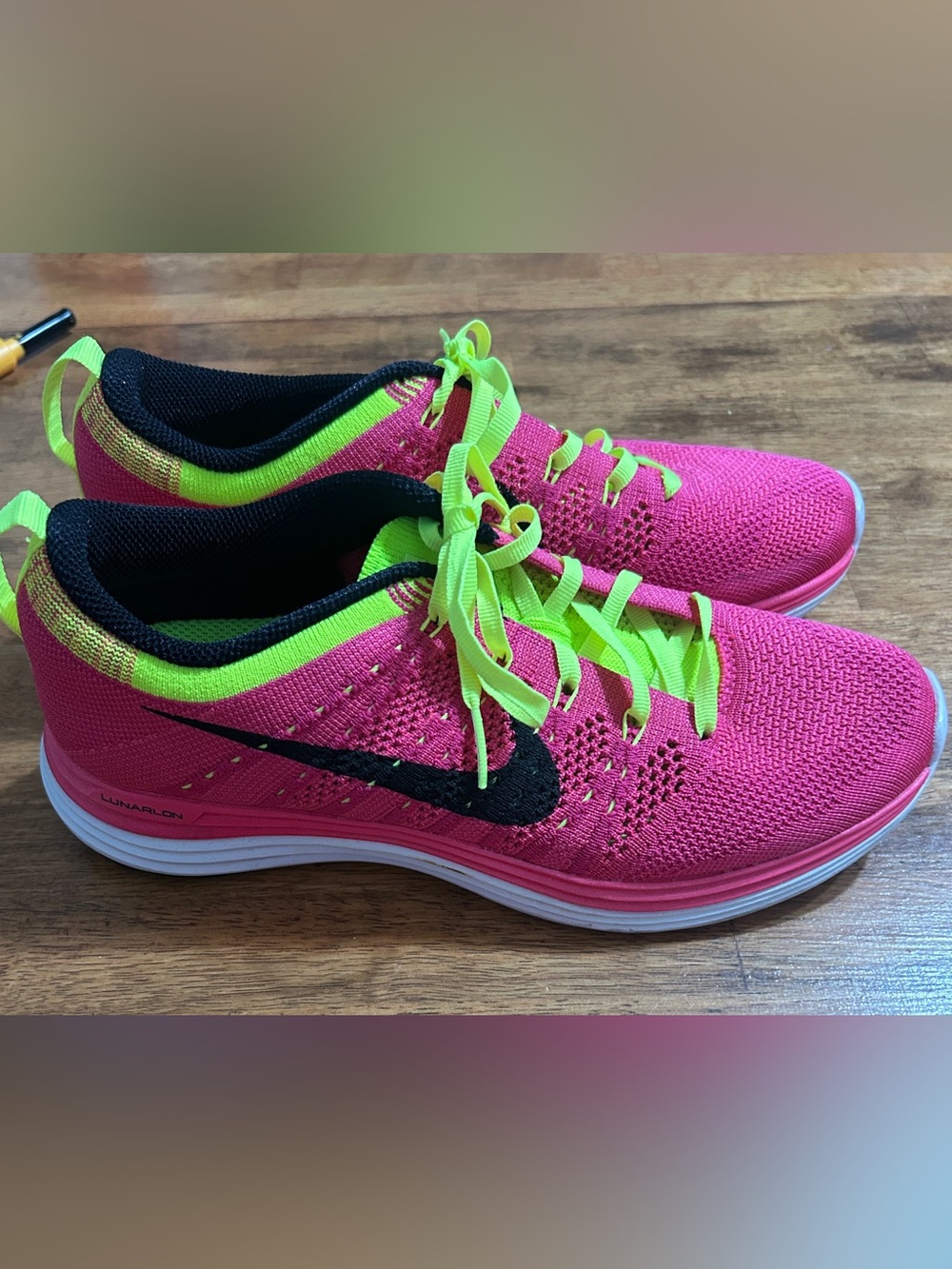 Nike Women’s Hot Pink & Neon Green Flyknit Running Shoes